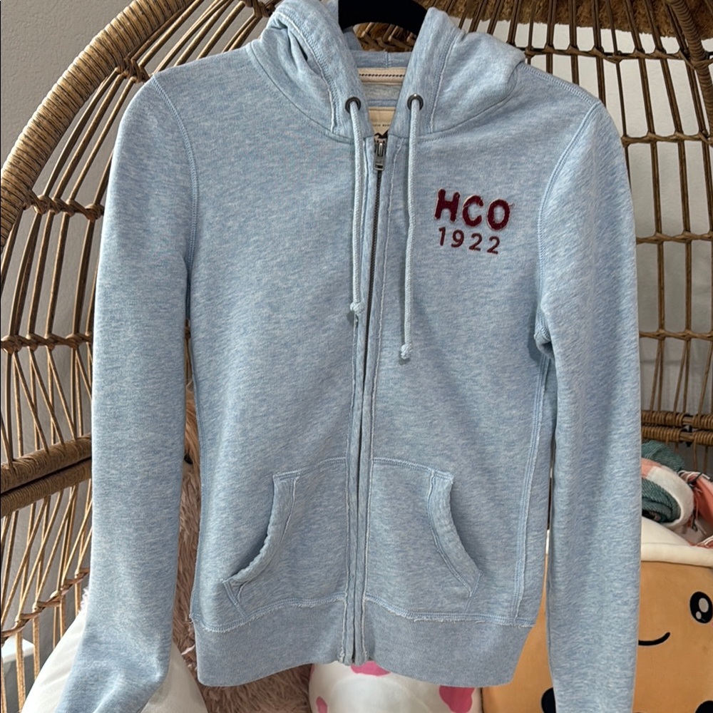 Hollister Light Blue Zip-Up Hoodie